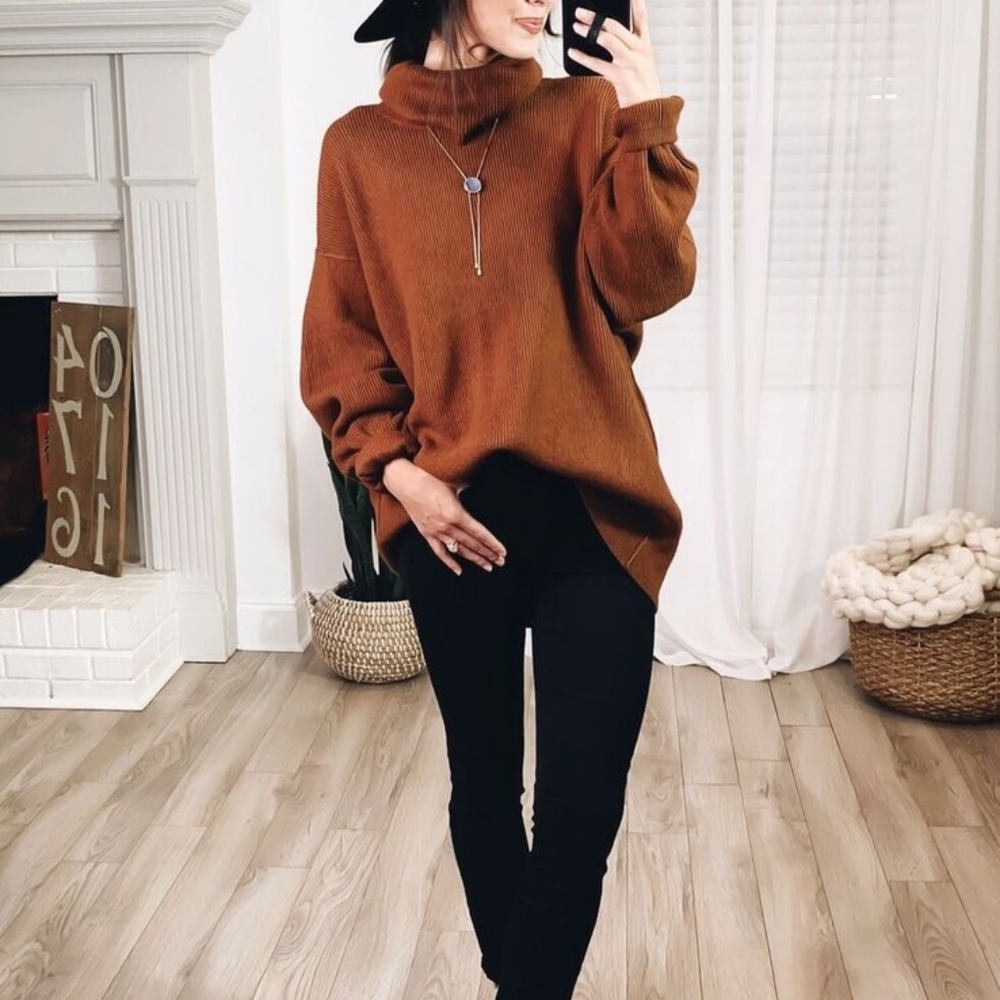 Free People Softly Structured Turtleneck Tunic Sweater